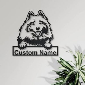 Keeshond Dog Metal Art Personalized Metal Name Sign Decor Home Gift for Dog Lover