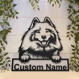 Keeshond Dog Metal Art Personalized Metal Name Sign Decor Home Gift for Dog Lover 3