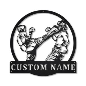Kickboxing Sport Metal Sign Personalized Metal Name Signs Home Decor Sport Lovers Gifts 1