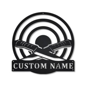 Knife Throwing Sport Metal Sign Personalized Metal Name Signs Home Decor Sport Lovers Gifts