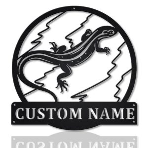 Lizard Gecko Metal Art Personalized Metal Name Sign Decor Home Gift for Animal Lover