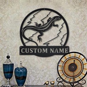 Lizard Gecko Metal Art Personalized Metal Name Sign Decor Home Gift for Animal Lover 2