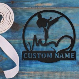 Love Karate Metal Sign Personalized Metal Name Signs Home Decor Sport Lovers Gifts 2