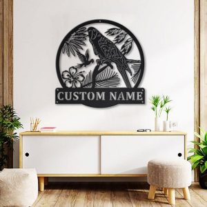 Macaw Bird Metal Art Personalized Metal Name Sign Decor Home Gift for Animal Lover