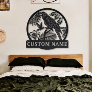 Macaw Bird Metal Art Personalized Metal Name Sign Decor Home Gift for Animal Lover 3