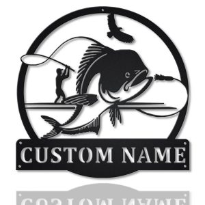 Mahi Fish Metal Art Personalized Metal Name Sign Decor Home Fishing Gift for Fisherman 1