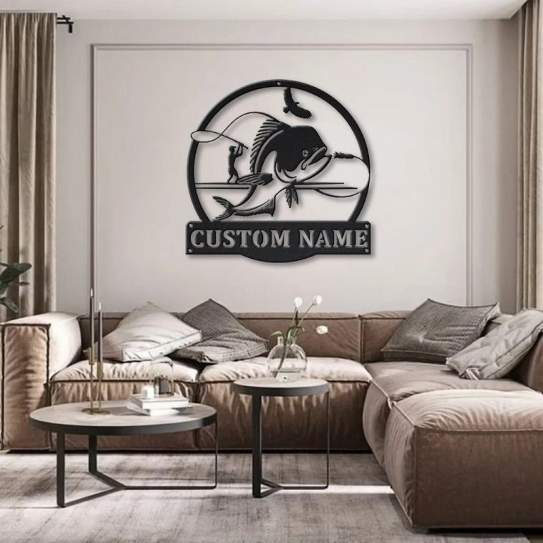 Mahi Fish Metal Art Personalized Metal Name Sign Decor Home Fishing