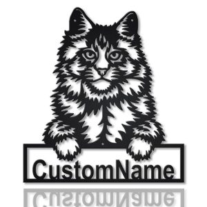 Main Coon Cat Metal Art Personalized Metal Name Sign Decor Home Gift for Cat Lover