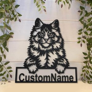 Main Coon Cat Metal Art Personalized Metal Name Sign Decor Home Gift for Cat Lover 4