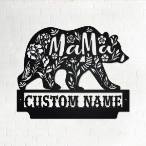 Mama Bear Metal Art Personalized Metal Name Sign Decoration for Room Gift for Mom 1
