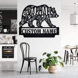 Mama Bear Metal Art Personalized Metal Name Sign Decoration for Room Gift for Mom 3