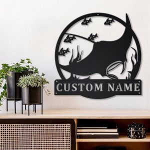 Manta Rays Metal Art Personalized Metal Name Sign Decor Home Gift for Animal Lover 3