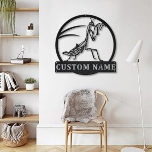 Mantis Metal Art Personalized Metal Name Sign Decor Home Gift for Animal Lover 2