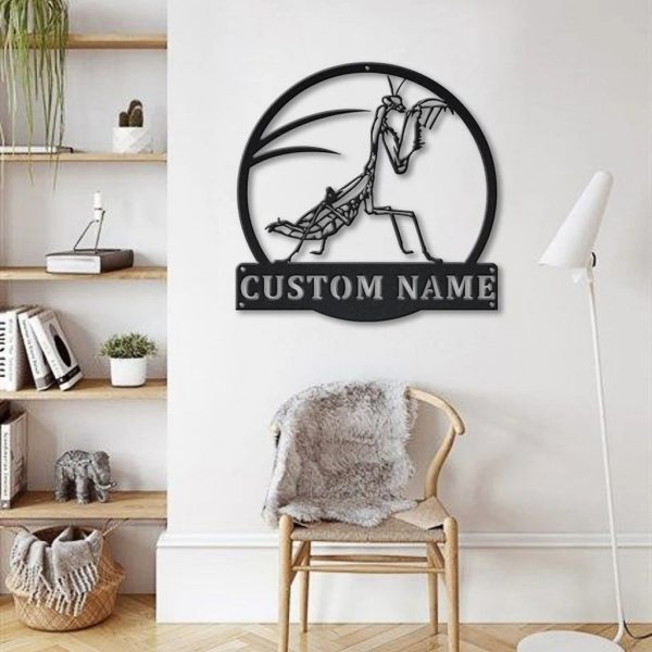 Mantis Metal Art Personalized Metal Name Sign Decor Home Gift for Animal Lover