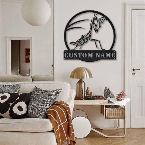 Mantis Metal Art Personalized Metal Name Sign Decor Home Gift for Animal Lover