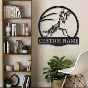 Mantis Metal Art Personalized Metal Name Sign Decor Home Gift for Animal Lover 4