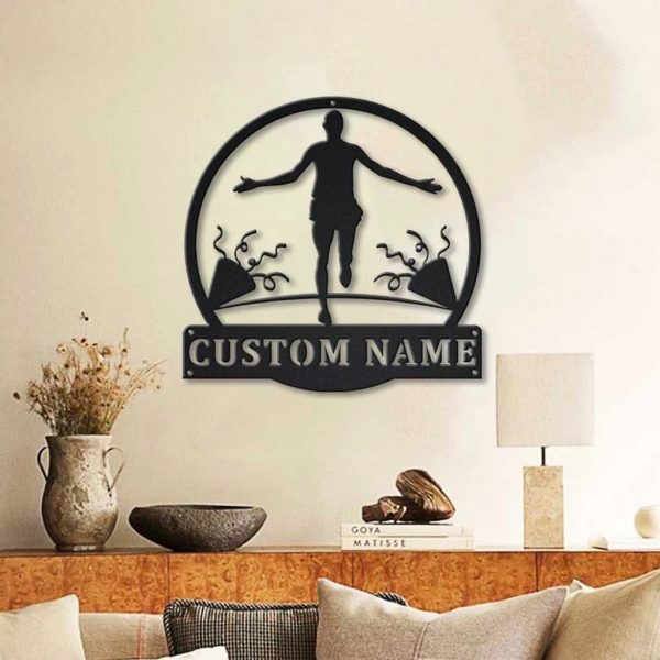 Marathon Metal Sign Personalized Metal Name Signs Home Decor Sport Lovers Gifts