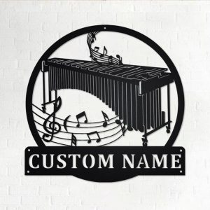 Marimba Musical Instrument Metal Art Personalized Metal Name Sign Music Room Decor