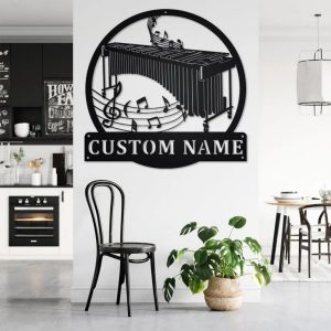 Marimba Musical Instrument Metal Art Personalized Metal Name Sign Music Room Decor 2