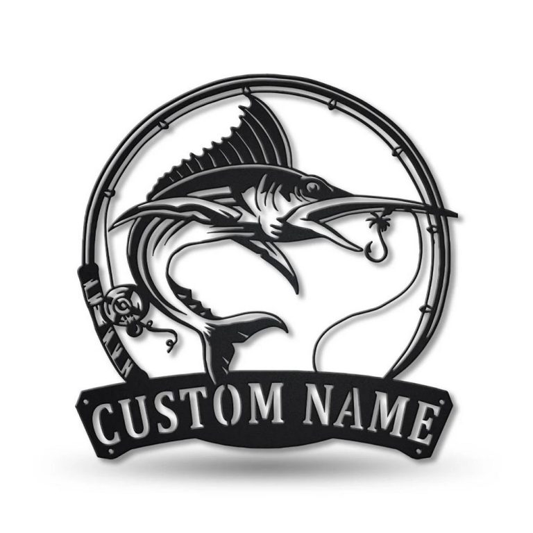 Marlin Fish Metal Art Personalized Metal Name Sign Decor Home Fishing