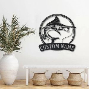 Marlin Fish Metal Art Personalized Metal Name Sign Decor Home Fishing Gift for Fisherman 2