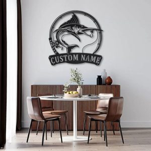Marlin Fish Metal Art Personalized Metal Name Sign Decor Home Fishing Gift for Fisherman 3