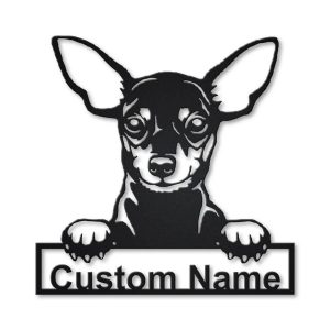 Miniature Pinscher Dog Metal Art Personalized Metal Name Sign Home Decor Gift for Dog Lover