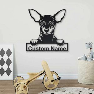 Miniature Pinscher Dog Metal Art Personalized Metal Name Sign Home Decor Gift for Dog Lover 3