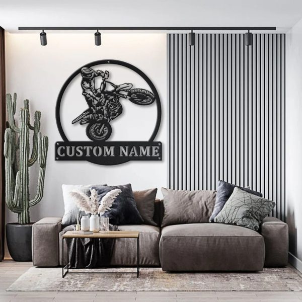 Motocross Dirt Bike Metal Sign Personalized Metal Name Signs Home Decor Sport Lovers Gifts