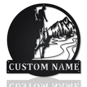 Mountain Climbing Metal Art Personalized Metal Name Signs Home Decor Sport Lovers Gifts 1