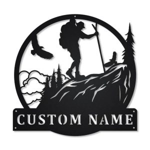 Mountain Hiking Metal Sign Personalized Metal Name Signs Home Decor Hiking Lovers Gifts 1