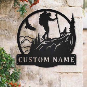 Mountain Hiking Metal Sign Personalized Metal Name Signs Home Decor Hiking Lovers Gifts 3