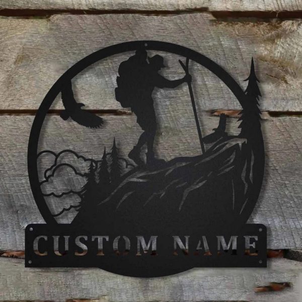 Mountain Hiking Metal Sign Personalized Metal Name Signs Home Decor Hiking Lovers Gifts