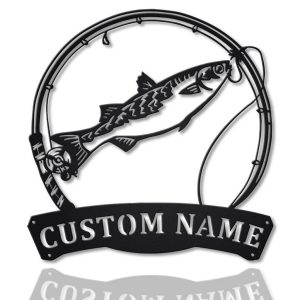 Mullet Fish Metal Art Personalized Metal Name Sign Decor Home Fishing Gift for Fisherman 1