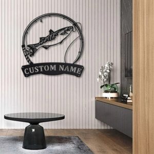 Mullet Fish Metal Art Personalized Metal Name Sign Decor Home Fishing Gift for Fisherman 2