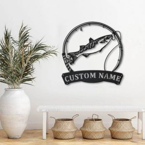 Mullet Fish Metal Art Personalized Metal Name Sign Decor Home Fishing Gift for Fisherman 3