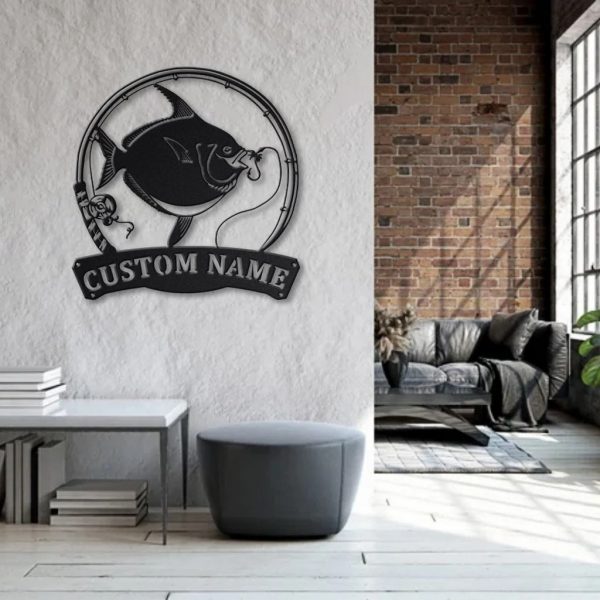 Opahs Fish Fishing Pole Metal Art Personalized Metal Name Sign Decor Home Gift for Fisherman