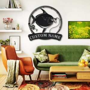 Opahs Fish Fishing Pole Metal Art Personalized Metal Name Sign Decor Home Gift for Fisherman 4