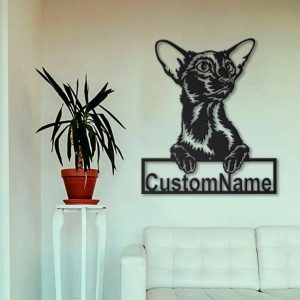 Oriental Shorthair Cat Metal Art Personalized Metal Name Sign Decor Home Gift for Cat Lover