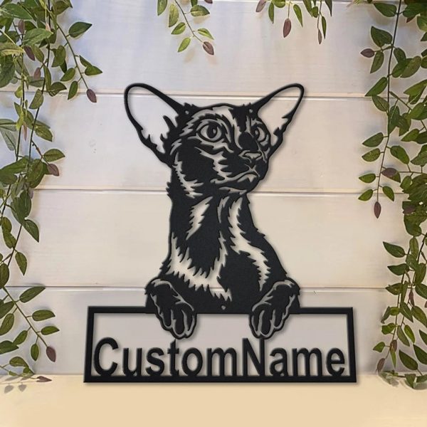 Oriental Shorthair Cat Metal Art Personalized Metal Name Sign Decor Home Gift for Cat Lover