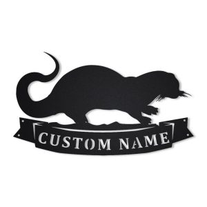 Otters Metal Art Personalized Metal Name Sign Decor Home Gift for Animal Lover 1