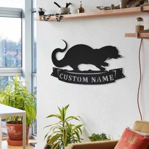 Otters Metal Art Personalized Metal Name Sign Decor Home Gift for Animal Lover 2