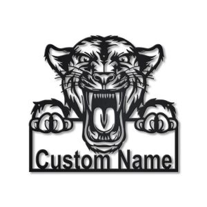 Panther Metal Art Personalized Metal Name Sign Decor Home Gift for Animal Lover 1