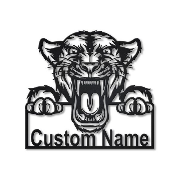 Panther Metal Art Personalized Metal Name Sign Decor Home Gift for Animal Lover