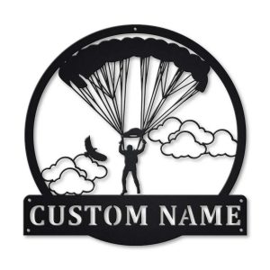 Parachuting Skydiving Metal Sign Personalized Metal Name Signs Home Decor Sport Lovers Gifts 1