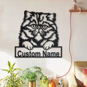 Persian Cat Metal Art Personalized Metal Name Sign Decor Home Gift for Cat Lover 3