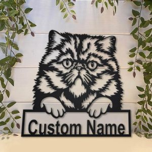 Persian Cat Metal Art Personalized Metal Name Sign Decor Home Gift for Cat Lover 4