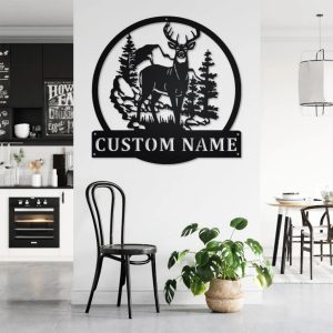 Personalized Deer And Mountain Sign Laser Cut Metal Signs Gift for Hunter 2