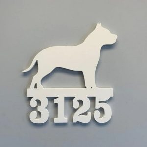 Personalized House Number Sign Pitbull Metal Art Dog House Address Signs Decor Home Outdoor 2