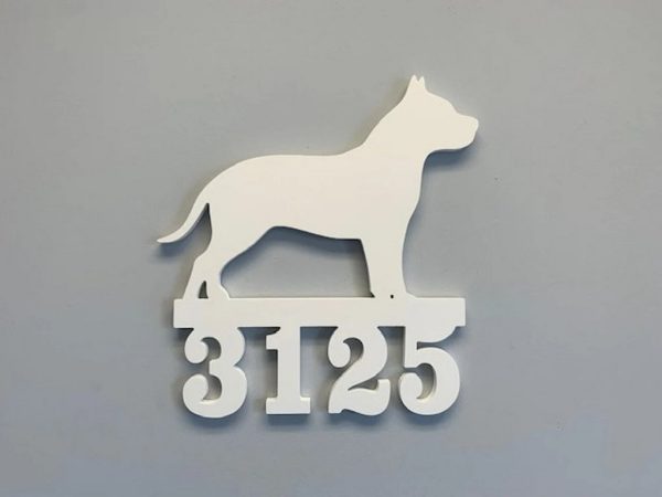 Personalized House Number Sign Pitbull Metal Art Dog House Address Signs Decor Home Outdoor